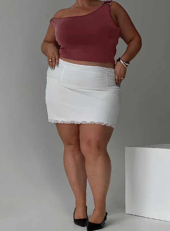 Meredith Ruched Mini Skirt White Curve