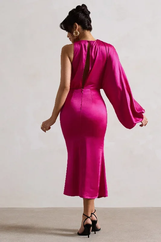 nola-dark-pink-satin-one-sleeve-midi-dress-cl132356204