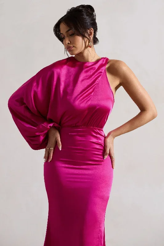 nola-dark-pink-satin-one-sleeve-midi-dress-cl132356204