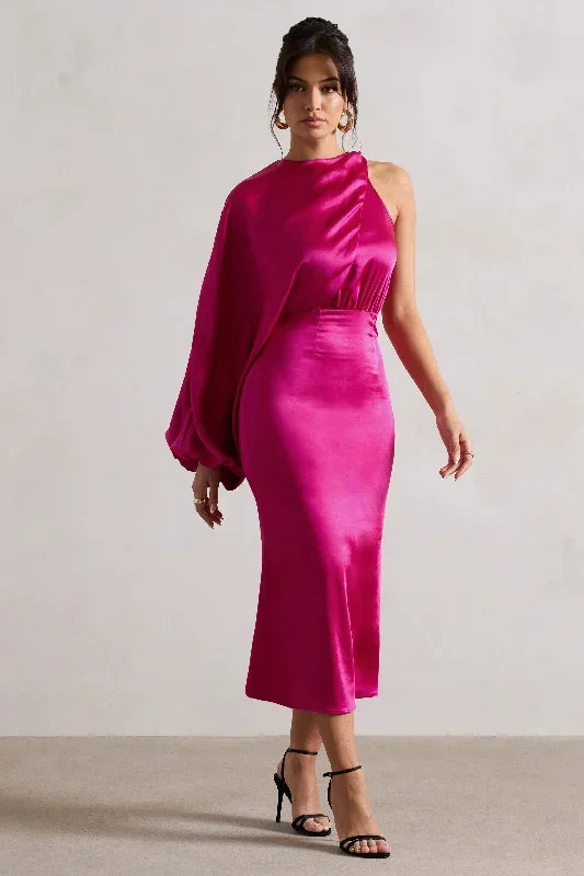 nola-dark-pink-satin-one-sleeve-midi-dress-cl132356204