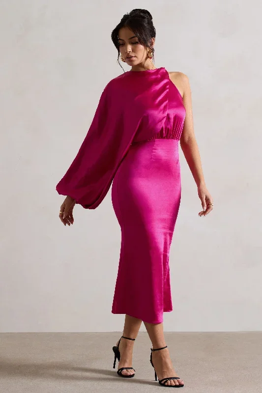 nola-dark-pink-satin-one-sleeve-midi-dress-cl132356204