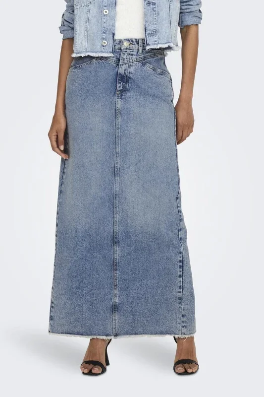 Only - Onlada Cut Long Skirt - 4380064 Medium Blue Denim