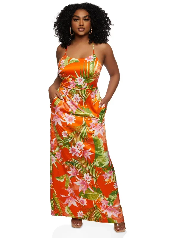 Haute Monde Tropical Print Cami Maxi Dress