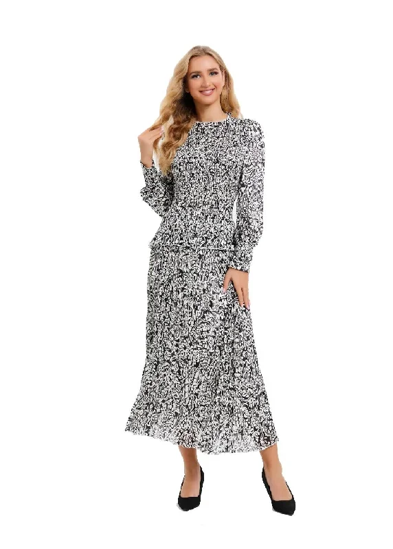 paisley-monochrome-midi-dress-set