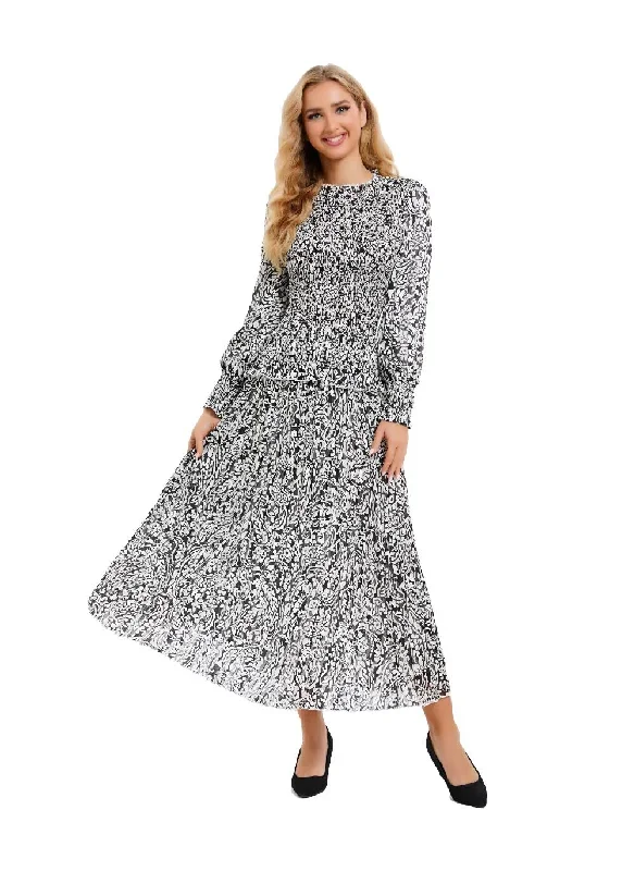 paisley-monochrome-midi-dress-set