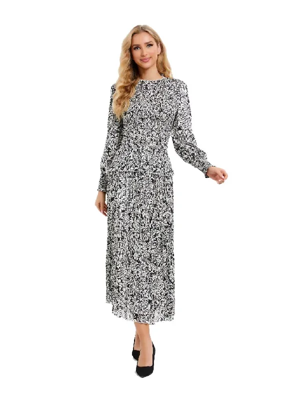 paisley-monochrome-midi-dress-set