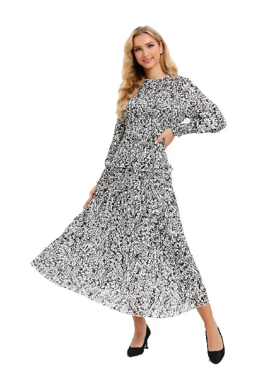 paisley-monochrome-midi-dress-set