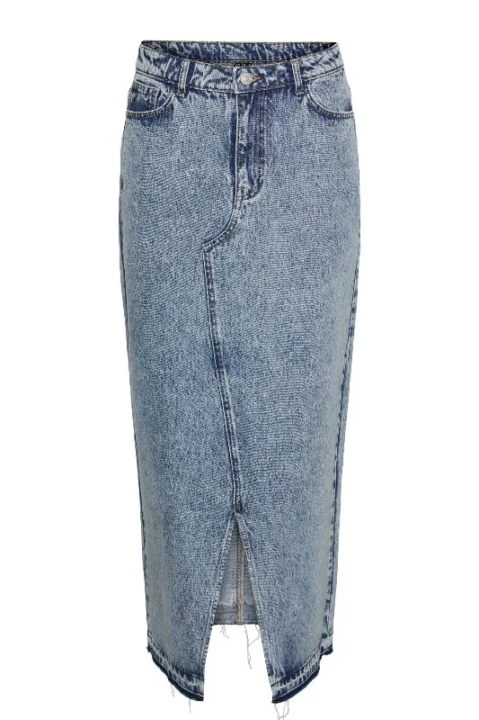 Pieces - Pcnora Ankle Skirt - 4499392 Medium Blue Denim