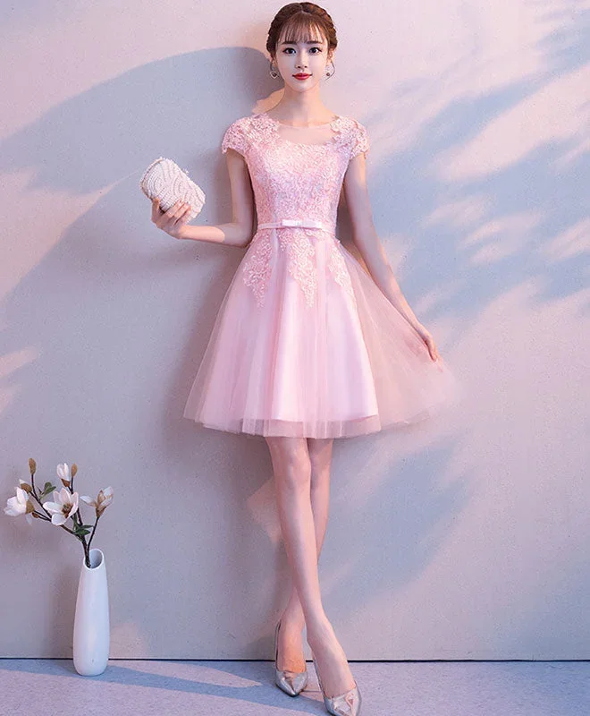 pink-round-neck-tulle-lace-short-prom-dress-pink-cocktail-dress