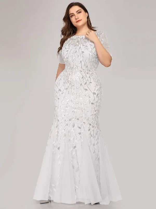 plus-size-floral-sequin-print-fishtail-tulle-dresses-ezp7707