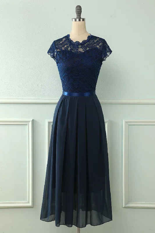 Robe de mariée en dentelle Navy Midi