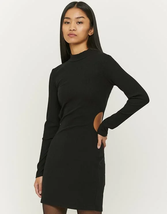 Black Cut Out Ribbed Mini Dress