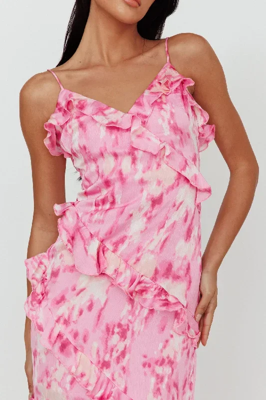 silvana-frill-trim-midi-dress-print-pink