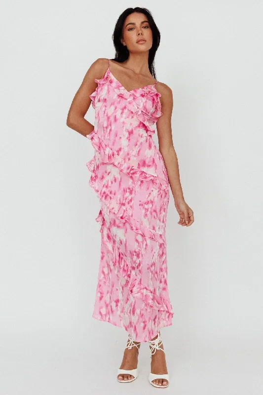 silvana-frill-trim-midi-dress-print-pink