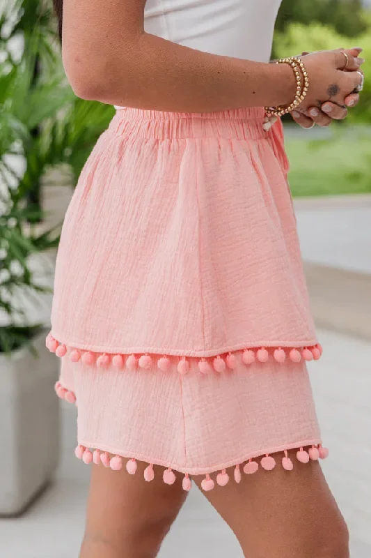 simply-peachy-salmon-tassel-hem-gauze-skort