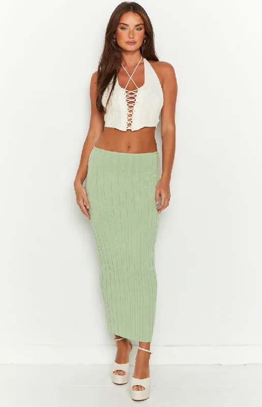 SNDYS Baha Sage Ribbed Midi Skirt