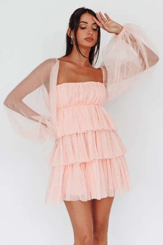 spring-morning-long-sleeve-tiered-mini-dress-pink