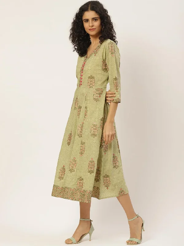 stylish-olive-cotton-a-line-dress