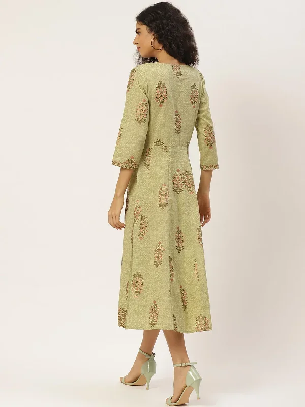 stylish-olive-cotton-a-line-dress