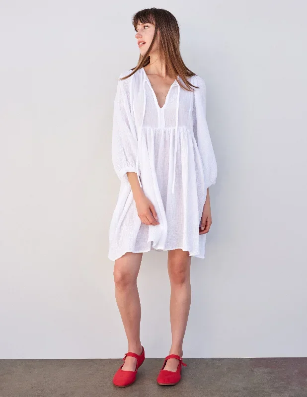 Sundry Mini Blouson Sleeve Dress in White