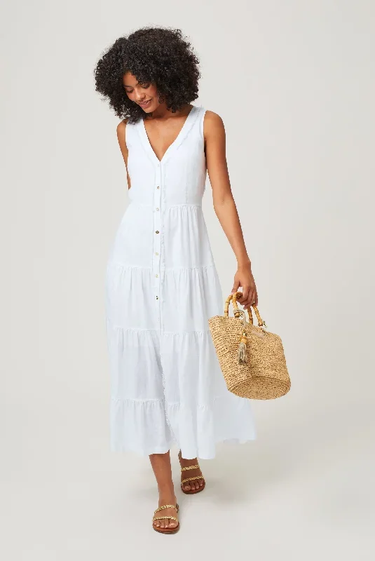 White Bay Plunge Maxi Dress