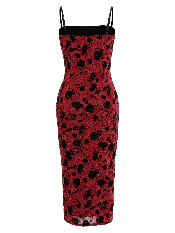 wine-red-1960s-floral-spaghetti-strap-dress